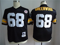  Men's Pittsburgh Steelers #68 L.C. Greenwood Black Throwback Jersey 
