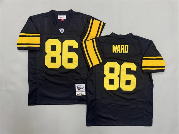  Men's Pittsburgh Steelers #86 Hines Ward Black Gold Legacy Throwback Jersey 