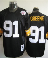  Men's Pittsburgh Steelers #91 Kevin Greene Black Throwback Jersey  