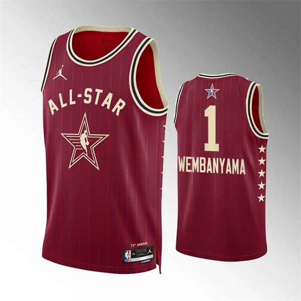  Men's San Antonio Spurs #1 Victor Wembanyama Red 2024 NBA All-Star Game Swingman Jersey 
