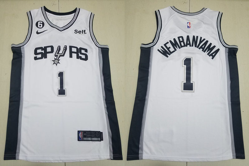  Men's San Antonio Spurs #1 Victor Wembanyama White Association Edition Jersey 
