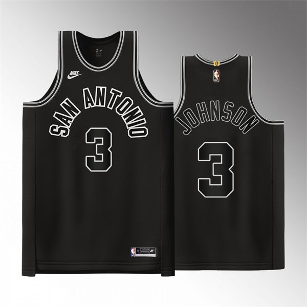  Men's San Antonio Spurs #3 Keldon Johnson Black 2022-23 Classic Edition Jersey 