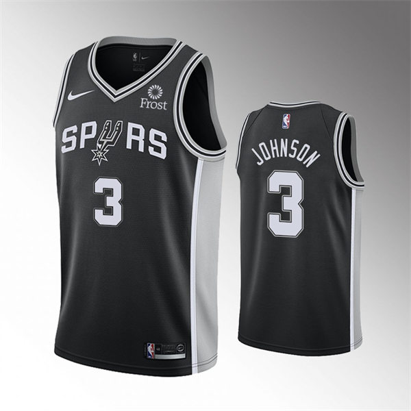  Men's San Antonio Spurs #3 Keldon Johnson Black Icon Edition Swingman Jersey 
