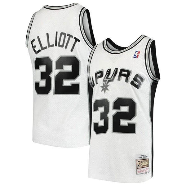  Men's San Antonio Spurs #32 Sean Elliott Mitchell & Ness White 1998-99 Hardwood Classics Swingman Jersey 
