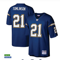  Men's San Diego Chargers #21 LaDainian Tomlinson Mitchell & Ness Navy Retired Player Throwback Football Jersey 
