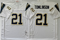  Men's San Diego Chargers #21 LaDainian Tomlinson Mitchell & Ness White Throwback Football Jersey 