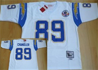  Men's San Diego Chargers #89 Wes Chandler Mitchell & Ness White Throwback Football Jersey 