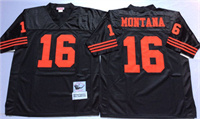  Men's San Francisco 49ers #16 Joe Montana Black Mitchell & Ness Throwback Vintage Football Jersey 