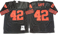  Men's San Francisco 49ers #42 Ronnie Lott Black Mitchell & Ness Throwback Vintage Football Jersey 