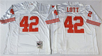  Men's San Francisco 49ers #42 Ronnie Lott White Mitchell & Ness Throwback Vintage Football Jersey 