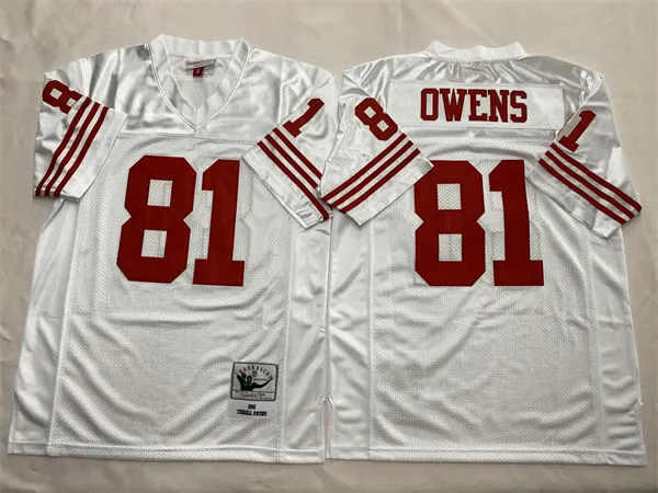  Men's San Francisco 49ers #81 Terrell Owens White 2000 throwback Jersey 