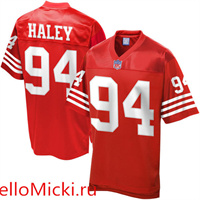  Men's San Francisco 49ers Retired Player #94 Charles Haley Scarlet Mitchell & Ness Stitched Throwback Jersey 
