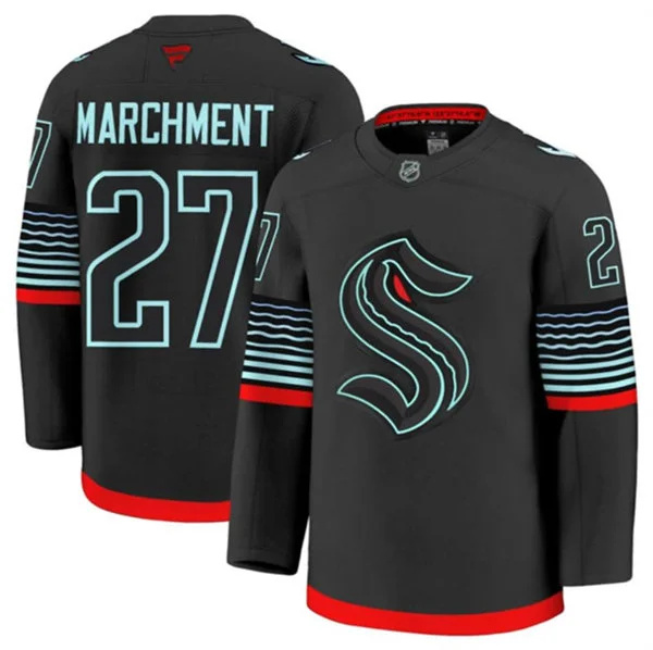  Men's Seattle Kraken #27 Mason Marchment Black Alternate Glow-In-The-Dark Premium Jersey 