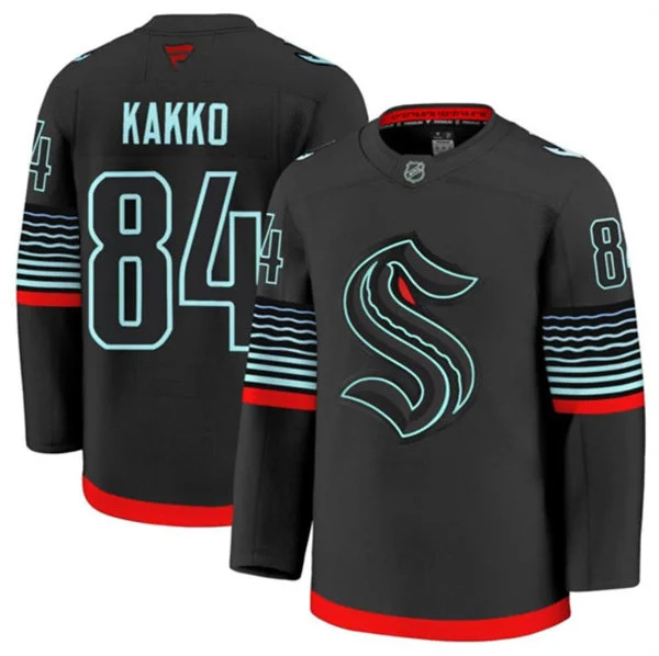  Men's Seattle Kraken #84 Kaapo Kakko Black Alternate Glow-In-The-Dark Premium Jersey 