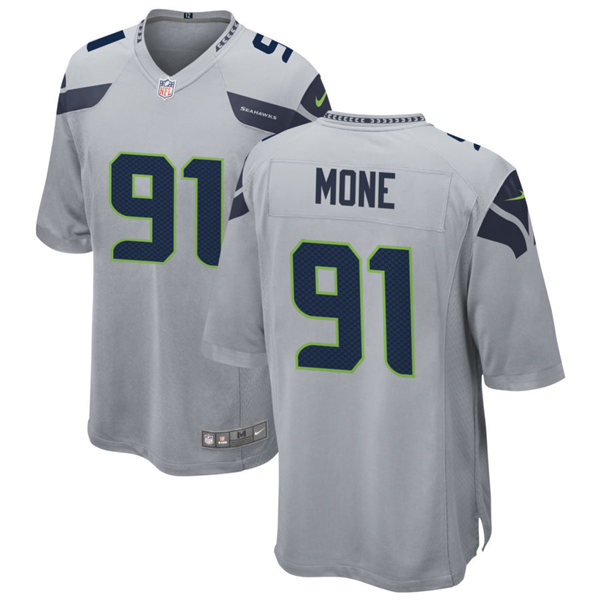  Men's Seattle Seahawks #91 Bryan Mone Nike Gray Alternate Vapor Limited Jersey 