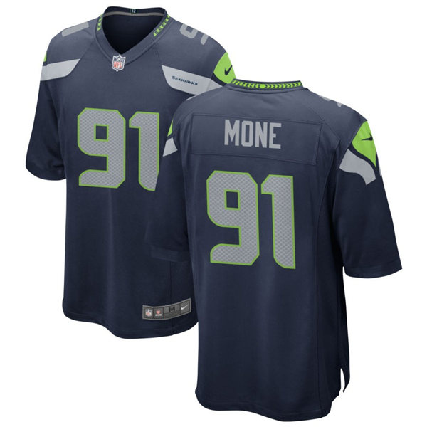  Men's Seattle Seahawks #91 Bryan Mone ike Navy Team Color Vapor Limited Jersey 