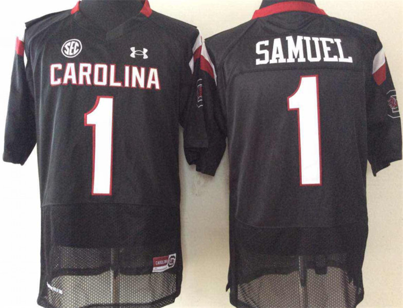  Men's South Carolina Gamecocks #1 Deebo Samuel Black NCAA Football Under Armour Jersey 