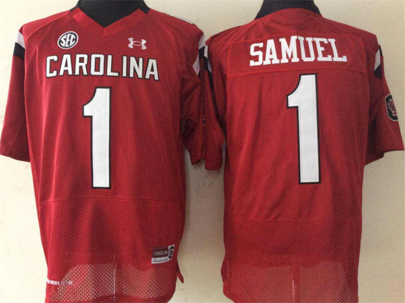  Men's South Carolina Gamecocks #1 Deebo Samuel Maroon NCAA Football Under Armour Jersey 