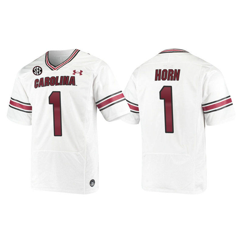  Men's South Carolina Gamecocks #1 Jaycee Horn White Under Armour College Football Game Jersey 