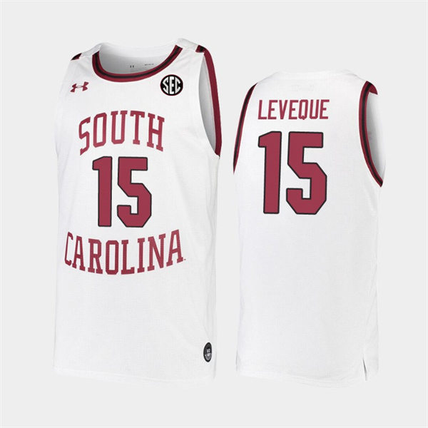  Men's South Carolina Gamecocks #15 Wildens Leveque White College Basketball Game Jersey 