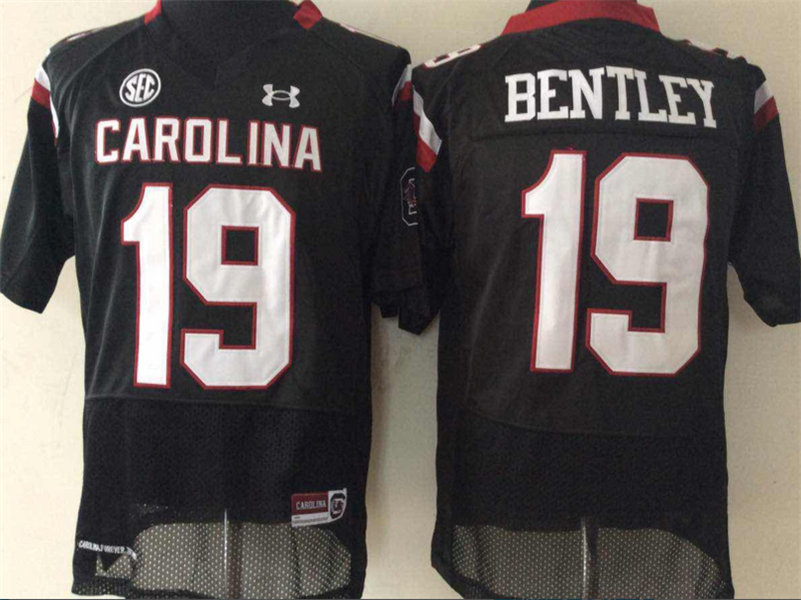  Men's South Carolina Gamecocks #19 Jake Bentley Black NCAA Football Under Armour Jersey 