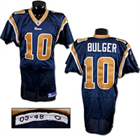  Men's St.Louis Rams #10 Marc Bulger Navy Mitchell & Ness Throwback Vintage Football Jersey 