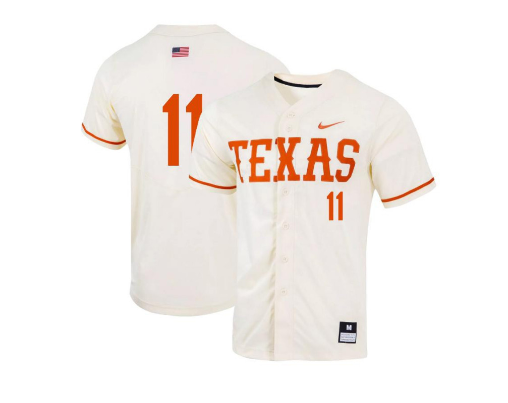  Men's Texas Longhorns #11 Tanner Witt Nike Natural College Baseball Game Jersey