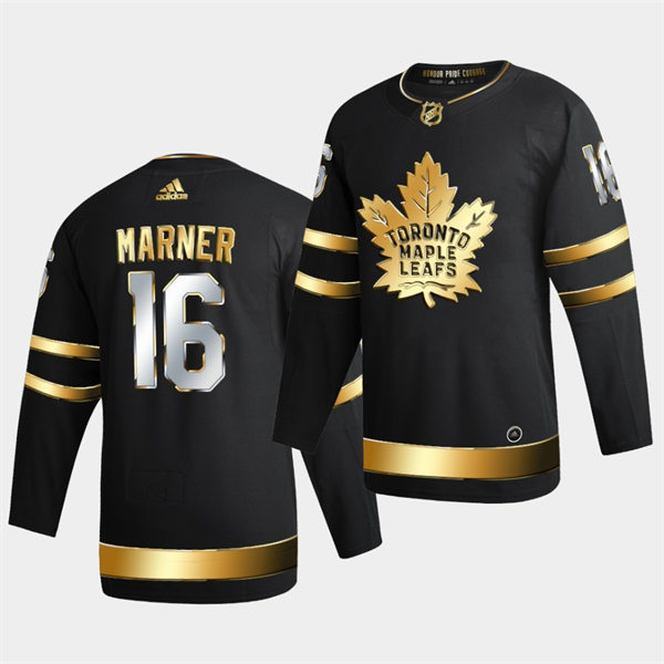  Men's Toronto Maple Leafs #16 Mitchell Marner 2021 Black Golden Edition Limited Jersey 