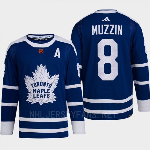  Men's Toronto Maple Leafs #8 Jake Muzzin Blue 2022 Reverse Retro Primegreen Jersey 