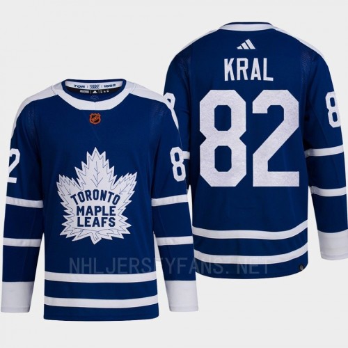  Men's Toronto Maple Leafs #82 Filip Kral Blue 2022 Reverse Retro Primegreen Jersey 