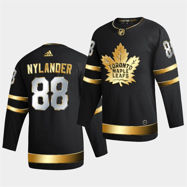  Men's Toronto Maple Leafs #88 William Nylander 2021 Black Golden Edition Limited Jersey 