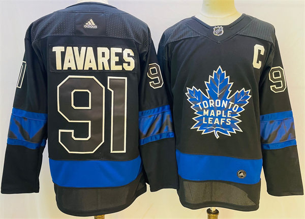  Men's Toronto Maple Leafs x drew house #91 John Tavares Adidas Black Alternate Reversible Next Gen Jersey 