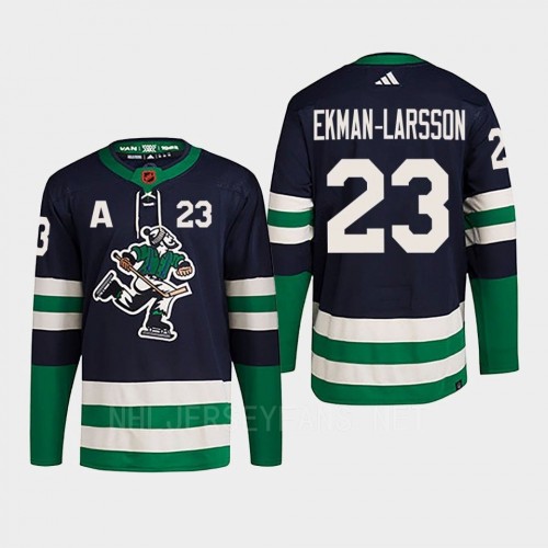  Men's Vancouver Canucks #23 Oliver Ekman-Larsson Navy 2022 Reverse Retro Primegreen Jersey 