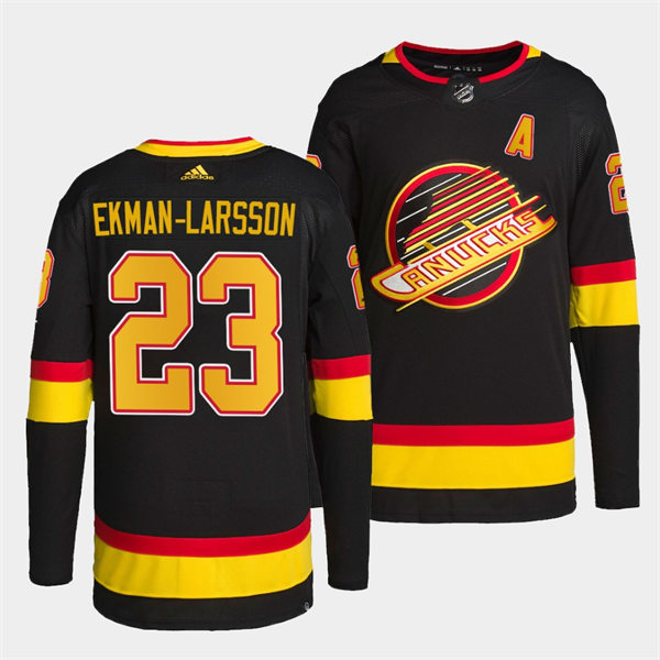  Men's Vancouver Canucks #23 Oliver Ekman-Larsson adidas Black 2019-20 Flying Skate Jersey 