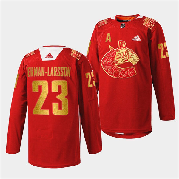  Men's Vancouver Canucks #23 Oliver Ekman-Larsson adidas Red 2021 Chinese New Year Jersey 
