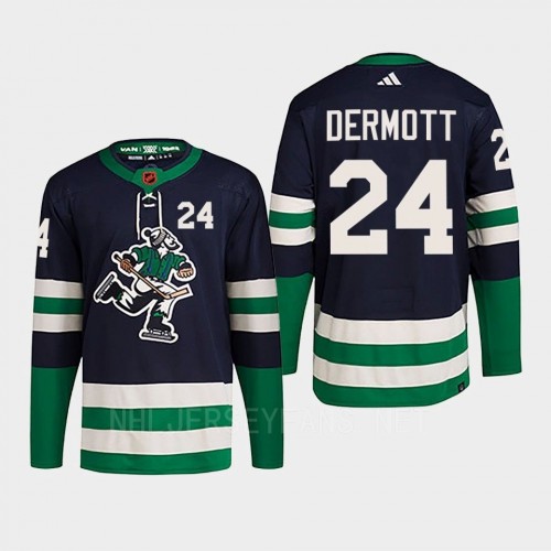  Men's Vancouver Canucks #24 Travis Dermott Navy 2022 Reverse Retro Primegreen Jersey 