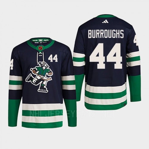  Men's Vancouver Canucks #44 Kyle Burroughs Navy 2022 Reverse Retro Primegreen Jersey 