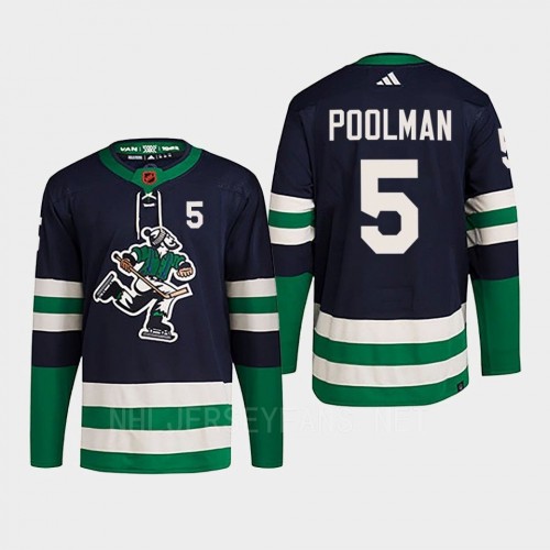  Men's Vancouver Canucks #5 Tucker Poolman Navy 2022 Reverse Retro Primegreen Jersey 
