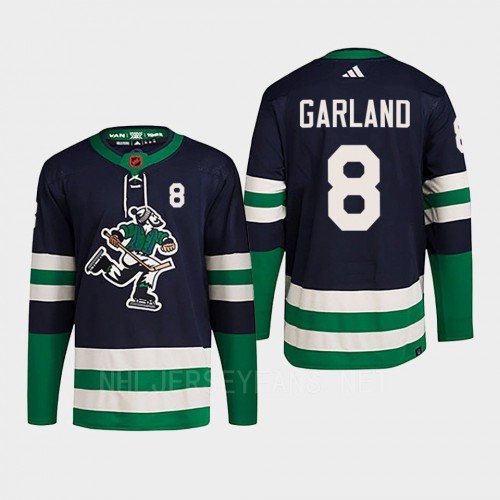  Men's Vancouver Canucks #8 Conor Garland Navy 2022 Reverse Retro Primegreen Jersey 