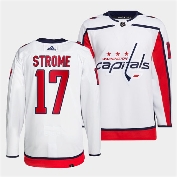  Men's Washington Capitals #17 Dylan Strome adidas Away White Jersey 