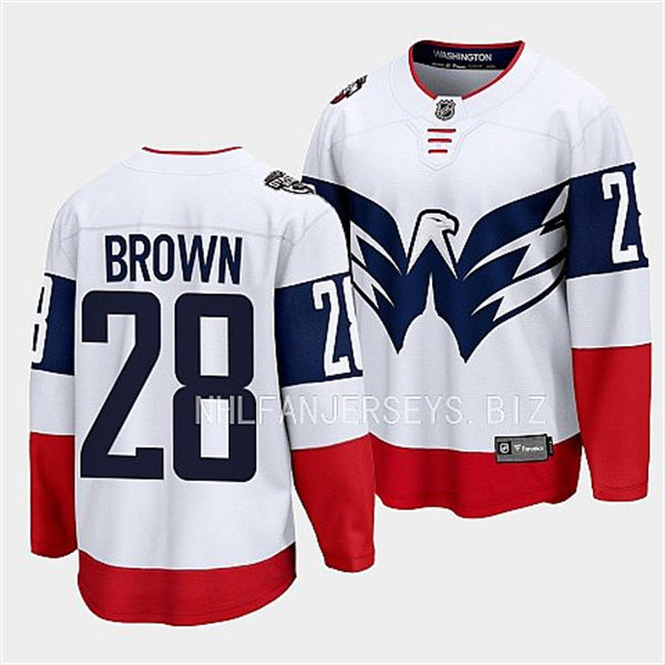  Men's Washington Capitals #28 Connor Brown 2023 Stadium Series Player Jersey White 