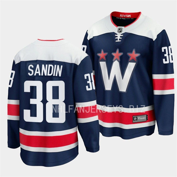  Men's Washington Capitals #38 Rasmus Sandin Adidas Navy Third Jersey 