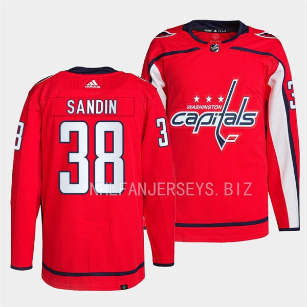 Men's Washington Capitals #38 Rasmus Sandin adidas Home Red Jersey 