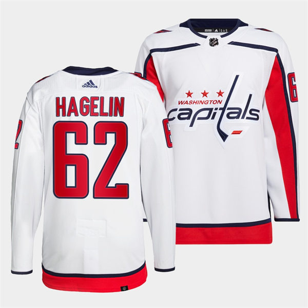  Men's Washington Capitals #62 Carl Hagelin adidas Away White Jersey 