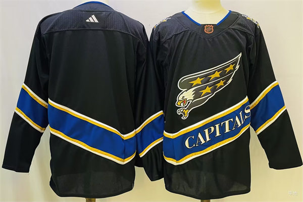  Men's Washington Capitals Blank Black 2022 Reverse Retro Team Jersey 