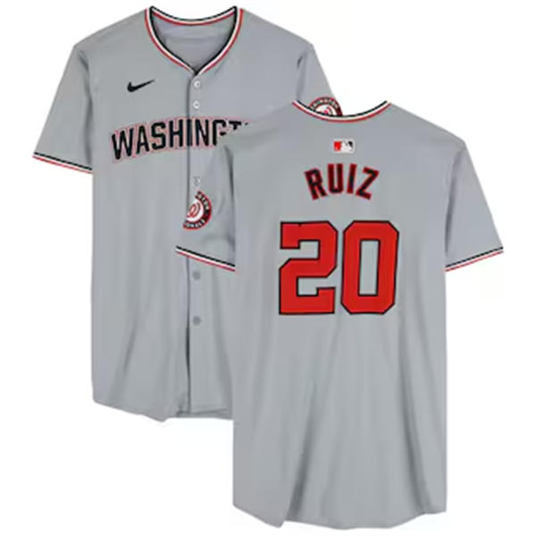  Men's Washington Nationals #20 Keibert Ruiz Nike Road Gray Limited Jersey 