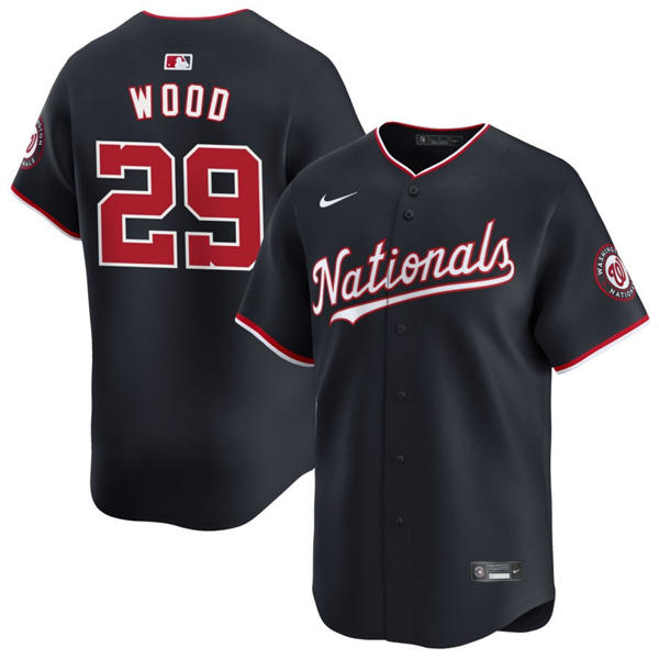  Men's Washington Nationals #29 James Wood Nike Navy Alternate Limited Player Jersey 