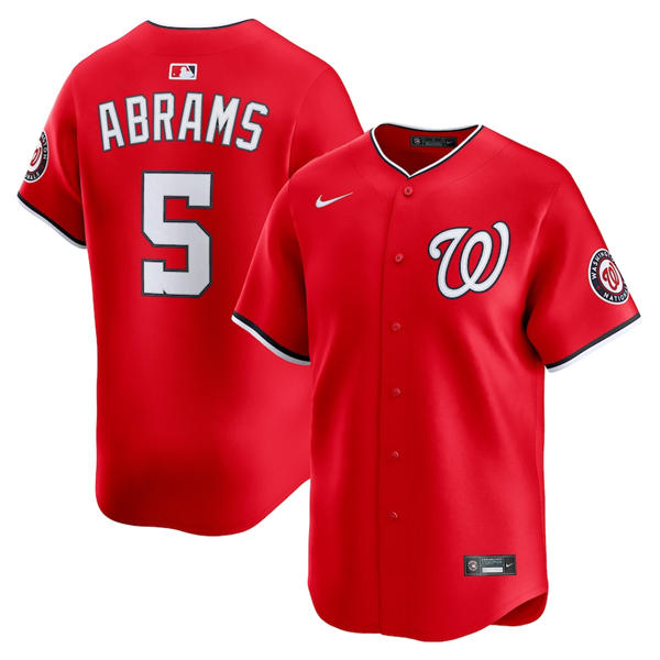  Men's Washington Nationals #5 CJ Abrams Nike 2025 Scarlet Alternate Limited Jersey 