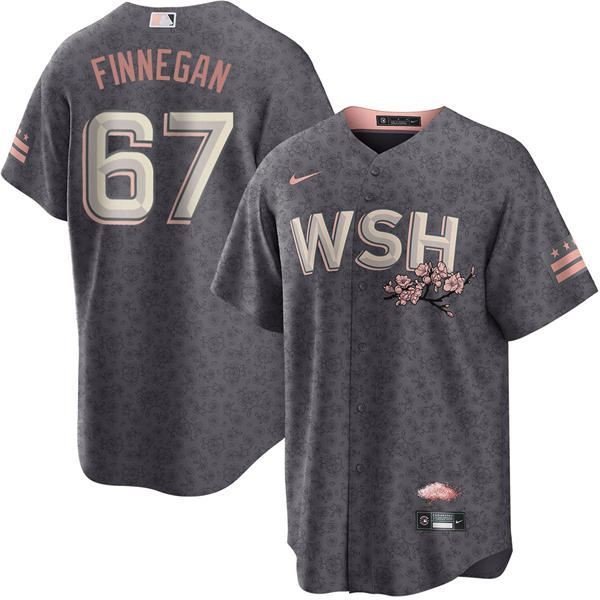  Men's Washington Nationals #67 Kyle Finnegan Nike Charcoal City Connect Limited Player Jersey 