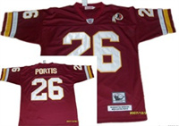  Men's Washington Redskins #26 Clinton Portis Red Throwback Football Jersey 